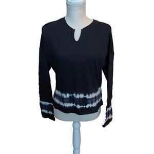 Lot of 4 Wild Fable Sz S Black Long Sleeve Cropped T-Shirts With Tie-Dye Detail